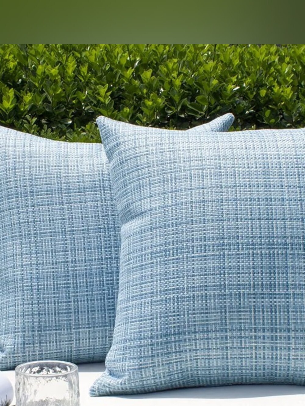 Light Blue Outdoor Waterproof Accent Pillow Covers Set Of 2 Size 18x18
